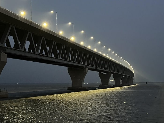 Entire Padma Bridge lit up